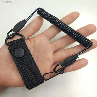 ✼ Tactical Anti-lost Elastic Lanyard Anti-theft Anti-cut Military Spring Seat Belt Gun Rope Key Ring Flashlight Accessories