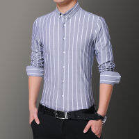 Oversized Mens Business Casual Striped Long-sleeved Shirt Classic Formal Boss Work Clothes Office Bank Comfortable Work Shirt