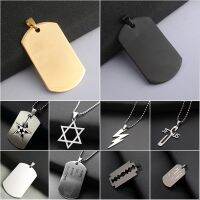 1pc Women Men Stainless Steel Pendant Necklace Lightning Pentagram Blade Letter Cool Chain Necklaces Couple Jewelry Gift