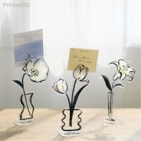 Art Convenience Literature Desktop Decoration Acrylic Place Card Holders Message Clips Flower Clip Photo Stand