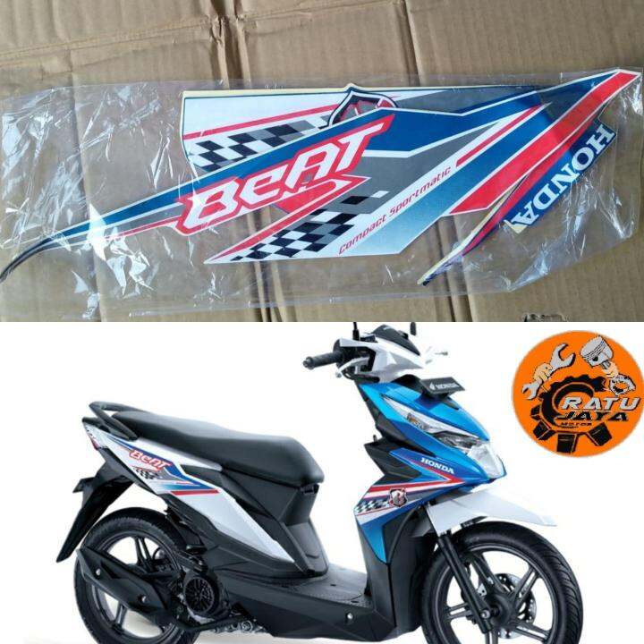 Striping Stricker All New Honda Beat Fi Esp 2016 2017 Body Biru Putih