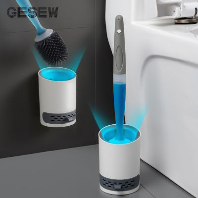 GESEW Silicone Toilet Brush Add Liquid Long Handled No Dead Corners Household Wash Toilet Cleaning Bathroom Accessories Set