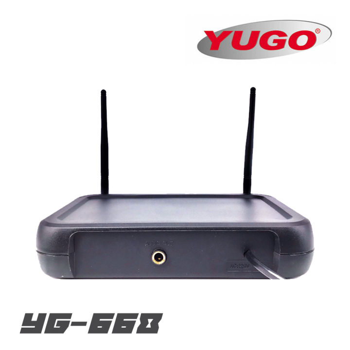 yugo-yg-668-ไมค์โครโฟนไร้สาย-คลื่นความถี่-vhf-เสียงดีเสียงใสคมชัด-สามารถรับสัญญาณได้ไกลถึง-100-เมตร-สินค้าใหม่แกะกล่อง-รับประกันสินค้า-1-ปี