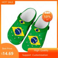 Brazilian Flag Home Clogs Custom Water Shoes Mens Womens Teenager Soccer Football Garden Clog Breathable Beach Hole Slippers House Slippers