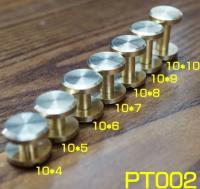 สกรูยึดกระเป๋าเข็มขัดหนังทองเหลือง10x4-10mm 50ชิ้นงานฝีมือหนัง Diy หมุดเข็มขัดรัดหัวแบนสองชั้น