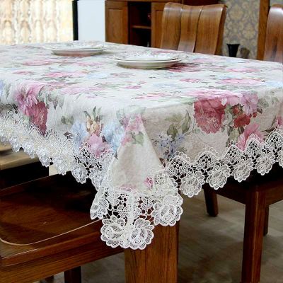 Proud Rose Lace Tablecloths Floral Printed Tablecloth Pastoral Rectangular Oil-proof Table Cover Cloth Wedding Decoration Towel