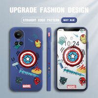 Mop เคส Mall สำหรับ OPPO Reno10 Pro 5G Marvl ซูเปอร์ฮีโร่ลาย Ironman Spiderman กัปตันอเมริกันพิมพ์ด้านข้างเคสโทรศัพท์สี่เหลี่ยมรูปแบบขอบปลอกซิลิโคนคลุมทั้งหมดเคสป้องกันทนแรงกระแทกกล้อง