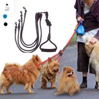 SWEET ELVES ไนลอนทำจากไนลอน 2/3/4 WAY PET Leash ปรับได้ปรับได้ พร้อมที่จับโฟม สายจูงสุนัขสองหัว อุปกรณ์สำหรับสัตว์เลี้ยง ถอดออกได้ เชือกจูงสุนัข การเดินสุนัข