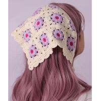 【Miki Xinyuan】 Checker CrochetHair ผ้าพันคอถัก HeadbandBandana Y2K Head Wrap สำหรับ DailyAccessories HUANZHI 2022ใหม่