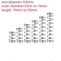 10-20pcs/lot wire diameter 0.8mm Stainless steel compression spring outer diameter 5-15mm length 10-50mm