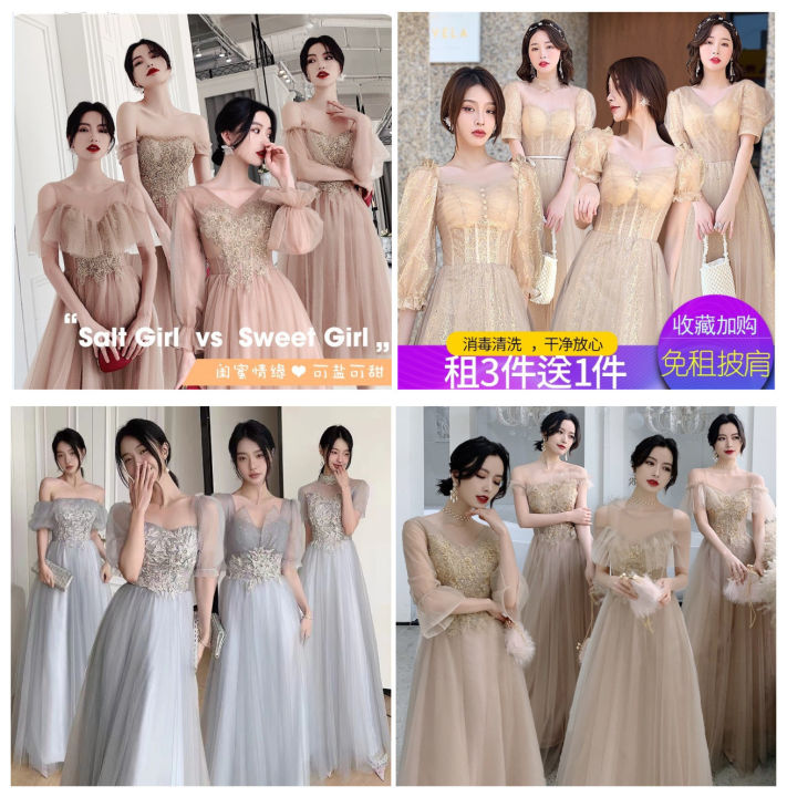 Mori　PH　bridesmaid　Rental　dress　dress　slim　size　2022　plus　group　new　Korean　Lazada　fairy　dress　sister　graduation　summer　temperament