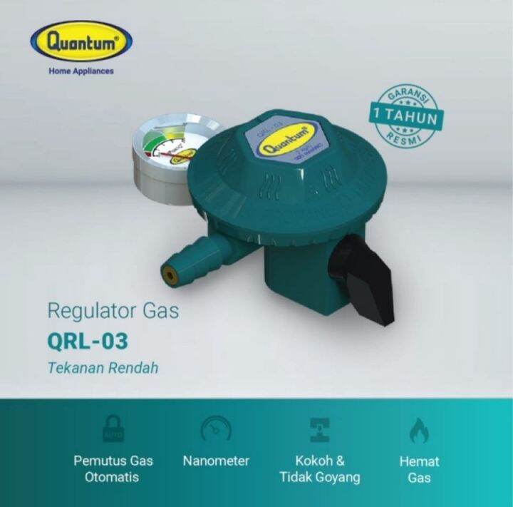 Regulator Gas Quantum QRL 03 Dengan Pressure Meter Kepala Regulator LPG