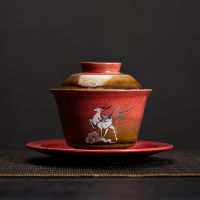 กวาง Gaiwan สำหรับชาเซรามิกหม้ออบที่มีฝาปิด T Eaware จีนชาแดงชาม Chawan Lily เติ้งของร้านค้า