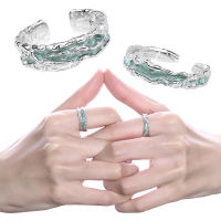แหวนน้ำมันหยดน้ำสีมิ้นท์สำหรับผู้ชายผู้หญิงปรับค่าได้แหวนใส่นิ้วดัชนีเครื่องประดับคู่รักของขวัญ
