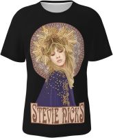 American Stevie Rock Music Nicks Shirt Men Short Sleeve Baseball T Shirt Custom Round Neck 3D Printed Tees Tops Black