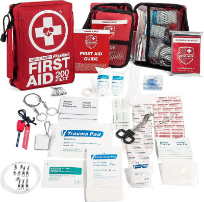 Swiss Safe 200-Piece Professional First Aid Kit for Home, Car or Work : Plus Emergency Medical Supplies for Camping, Hunting, Outdoor Hiking Survival