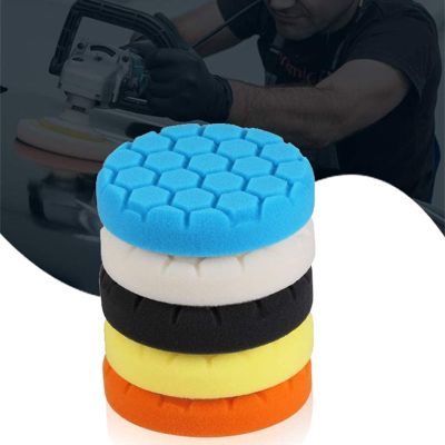 5Pcs Polishing Pad Kit Thread 3/4/7/6/5 Inch Auto Car Buffing Pad Set Sponge Pads for Car Polisher Power Tools Accessories Adhesives Tape