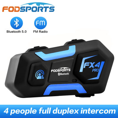 Fodsports FX4 Pro 4 Riders 1000m Full Duplex Intercom Motorcycle Headset Helmet Interphone Bluetooth 5.0 Intercomunicador Moto