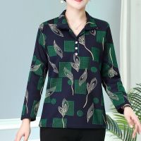 Big Size Womens 9/10 Sleeve Spring Autumn New Shirts Oversized A-line Vintage Floral Printed Female Tops