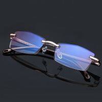 Blue Light Blocking Rimless Reading Glasses women Men Square Prescription Reading Glasses Diopter 1.0 1.5 2 2.5 4.0