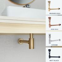 Bathroom Siphon Sink Drain Pipe Brass Deodorization Waste Bottle Trap Black Brushed  Chrome Pop Up Drain Stopper Rose