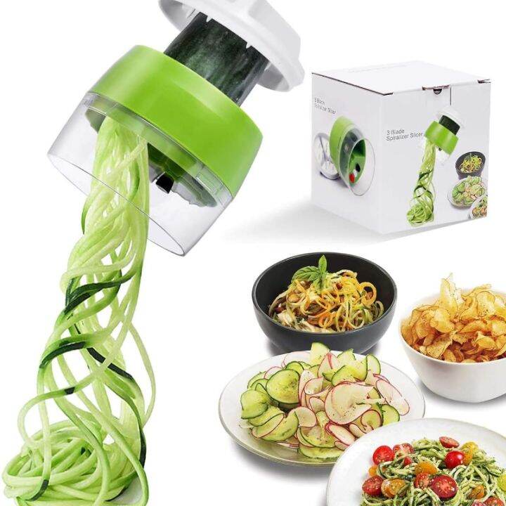 Handheld Spiralizer Vegetable Fruit Slicer 4 in 1 Adjustable Spiral Grater  Cutter Salad Tools Zucchini Noodle Spaghetti Maker 