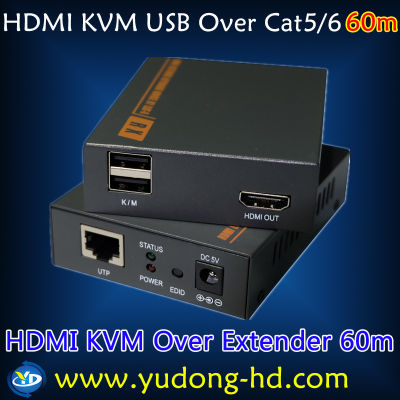 จัดส่งฟรี DHL HDMI USB RJ45 Cat6ส่ง HDMI Extender 60เมตร HDMI Extender USB KVM 60เมตร