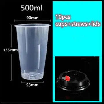 hard reusable BubbLe Tea cup disposable plastic milk tea boba cup for party  with disposable lid and straw verrine glasses goblet