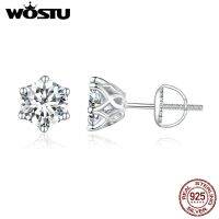 WOSTU 1.0 CT D VVS1เพชรมอยส์ซาไนต์สำหรับผู้หญิง925สเตอร์ลิงซิลเลอร์ทรงกลมตัดเป็นของขวัญสำหรับงานแต่งงาน