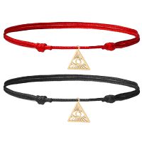 Gold plated Stainless Steel Evil Eye Red String Bracelet for Women Hollow Triangle Black Thread Bracelet for Friendship Jewelry