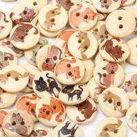 【YF】﹉  50pcs/lot 15mm Mixed Wood Buttons 2Hole Sewing Clothing Material Decoration Needlework Accessories