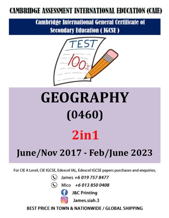 Cambridge Igcse GEOGRAPHY 0460 (PAPER 1,2,4) PAST YEAR PAPER 2017-Feb ...