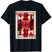 ผ้าฝ้ายแท้เสื้อยืดแขนสั้น พิมพ์ลายกราฟฟิค Marvel Deadpool King of Hearts พรีเมี่ยม แฟชั่นสําหรับผู้ชาย และผู้หญิงS-4XL  GTE1