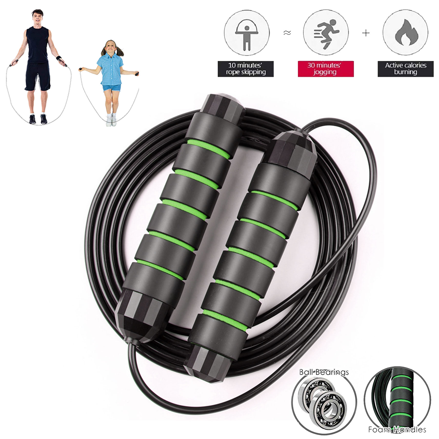 Jump Rope Adjustable Bearing Speed Skipping Rope for Aerobic Exercise Total Body Workouts 3m 