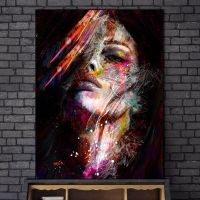 Woman Face Colorful Abstract Wall Art Canvas Oil Painting Wall Pictures Poster Prints For Hotel Aisle Living Room Home Decor Art