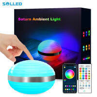 SOLLED Led Saturn-Shaped Night Light Usb ชาร์จรีโมทคอนโทรลอินฟราเรดโคมไฟตั้งโต๊ะที่รองรับ Bluetooth สำหรับตกแต่งบ้าน