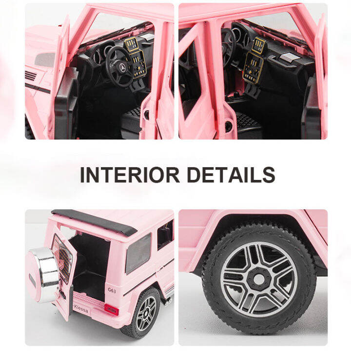 124-amg-g63-pink-alloy-car-model-simulation-off-road-vehicle-metal-model-limited-edition-6-doors-can-be-opened-childrens-gifts