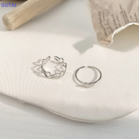 ?【Lowest price】SUTAI แหวนแฟชั่นรูปหัวใจกลวงแหวนทรงเรขาคณิตบุคลิกภาพแหวนเปิดเฉพาะนิ้วชี้แหวนแฟชั่นสำหรับเป็นของขวัญ