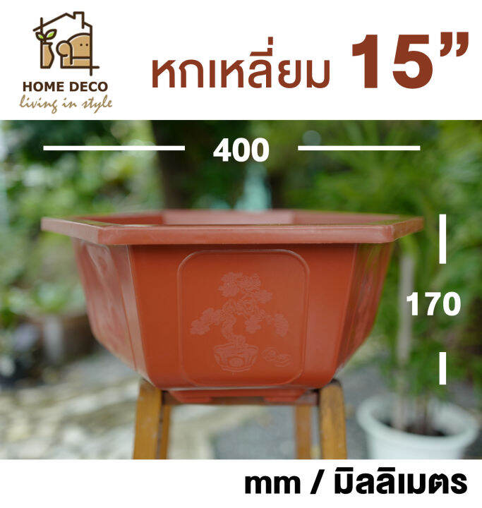 กระถางบอนไซ-หกเหลี่ยม-กระถางต้นไม้พลาสติก-กระถางสไตล์จีน-hexagon-plant-pot-bonsai-hexagon-pot