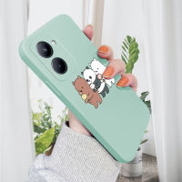 เคส PMP สำหรับ Realme 10เคส C33 Realme HP การ์ตูนหมีแพนด้ากริซลี่เคสโทรศัพท์ลายขอบสี่เหลี่ยมเคสกล้องคลุมทั้งหมดปลอกซิลิโคนเหลว