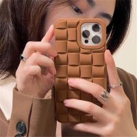 เคสโทรศัพท์ซิลิโคนแบบนุ่มสานลายลูกบาศก์3D สำหรับ iPhone 13 Pro Max 14 11 12 X XS XR 6S 7 8 Plus ฝาครอบกันกระแทกสีด้าน