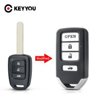 [More Suitable] KEYYOU Modified Remote Key Shell Case FOB สำหรับ Honda FIT XRV VEZEL CITY JAZZ CIVIC HRV 2/3/4ปุ่มพับ Key Case Fob อัพเกรด