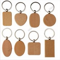 Wooden Blank Geometric Keychains Sturdy Beech Wood Tag Keyring Engraving Diy Family Friends Couple Gifts Decoration Key Chains