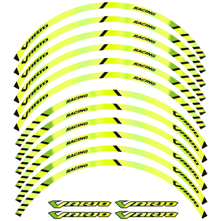 สติกเกอร์ติดอุปกรณ์แข่งรถมอเตอร์ไซค์เท่ขนาด14-14-นิ้วเทปลายทางติดสติกเกอร์ตกแต่งล้อรถมอเตอร์ไซด์สำหรับฮอนด้าวาริโอ-vario125-vario150-vario160