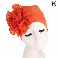 Wyoutong 1PC ยืดหยุ่นสีทึบผู้หญิง Turban มะเร็งผู้ป่วยหมวกดอกไม้อินเดียหมวก Elegant Headscarf ผู้หญิง Accessories