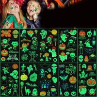 ◎ 10 Sheet Children Luminous Stickers Scary Halloween Skull Pumpkin Witch Pattern Decals for Girls Boys Kids Toy