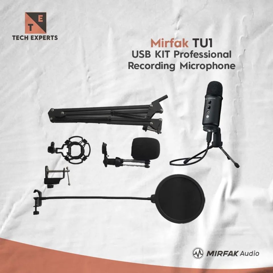 MIRFAK USB Microphone Professional Kit, Desktop Condenser Microphone with  Arm Stand Support iOS/Windows/Android/Linux for Live-Stream, , Game