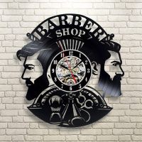 Hot sell Barber Shop Wall Clock Modern Barbershop Decoration Vinyl Record Wall Clock Hanging Hairdresser Wall Watch for Barber Salon