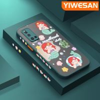 YIWESAN เคสสำหรับ VIVO V19 V19,V19G ลายการ์ตูนน่ารักนางเงือกดีไซน์ใหม่สี่เหลี่ยมเคสโทรศัพท์เนื้อแข็งกันกระแทกเคสซิลิโคนนิ่มคลุมทั้งหมดเคสป้องกันเลนส์กล้อง