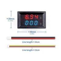 แอมมิเตอร์กระแสตรงเครื่องวัดแรงดันไฟฟ้าแบบดิจิตอลขนาดเล็ก100V 10a แผง100a 50a แรงดันไฟฟ้าแอมป์โวลต์เครื่องวัดค่ามิเตอร์ปัจจุบัน0.56 "จอแสดงผลคู่สีฟ้าสีแดง